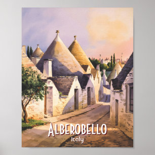 Anpassad Alberobello Trulli-Hus Italien Akvarell Poster