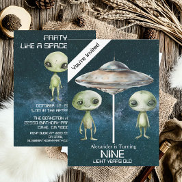 Anpassad ålder Rymd Alien Födelsedagsfest Inbjudningar
