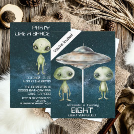 Anpassad ålder Rymd Alien Födelsedagsfest Inbjudningar