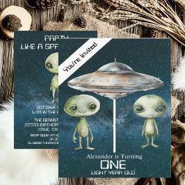 Anpassad ålder Rymd Alien Födelsedagsfest Inbjudningar