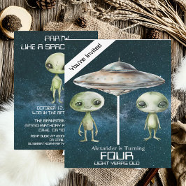 Anpassad ålder Rymd Alien Födelsedagsfest Inbjudningar