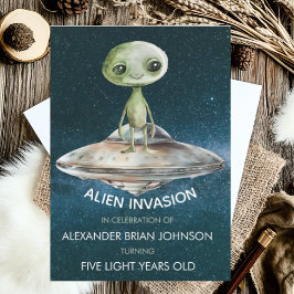 Anpassad Ålder Utomjordisk Invasion Yttre Rymden F Inbjudningar