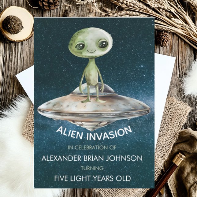 Anpassad Ålder Utomjordisk Invasion Yttre Rymden F Inbjudningar (Skapare uppladdad)