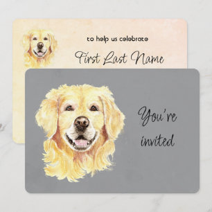 Anpassad ålders födelsedag Golden Retriever Hund H Inbjudningar