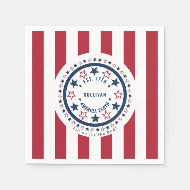 Anpassad Amerika 250-års Monogram Patriotisk Pappersservett (Framsidan)
