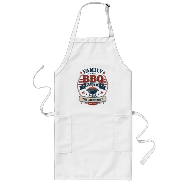 Anpassad amerikansk familj BBQ-fest  Långt Förkläde (Framsidan)