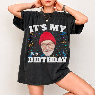 Anpassad ansiktsbild Farfar det är min födelsedag  T Shirt