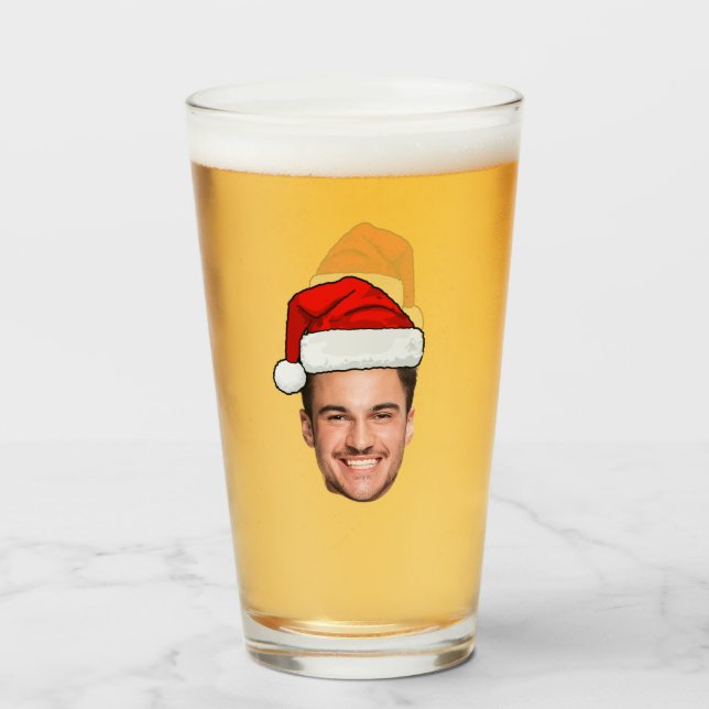 Anpassad ansiktsfoto Santa hatt jul Glaskopp (Framsida fylld)