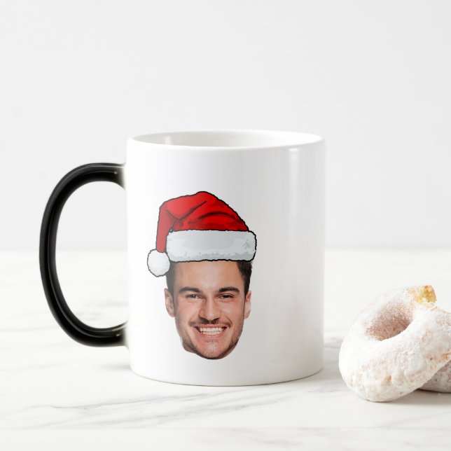 Anpassad ansiktsfoto Santa hatt jul Magisk Mugg (Med munk)