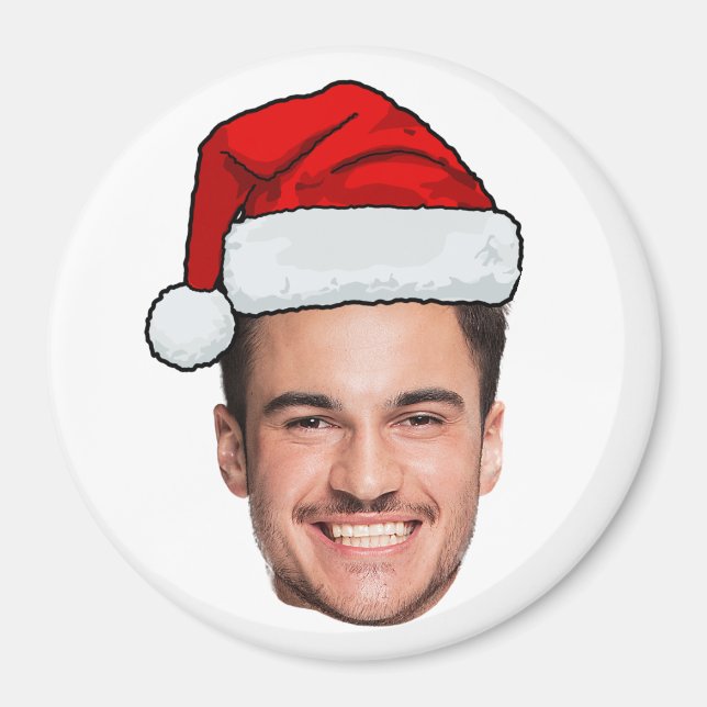 Anpassad ansiktsfoto Santa hatt jul Magnet (Framsidan)