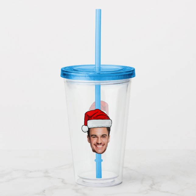 Anpassad ansiktsfoto Santa hatt jul Take Away Mugg (Framsida)