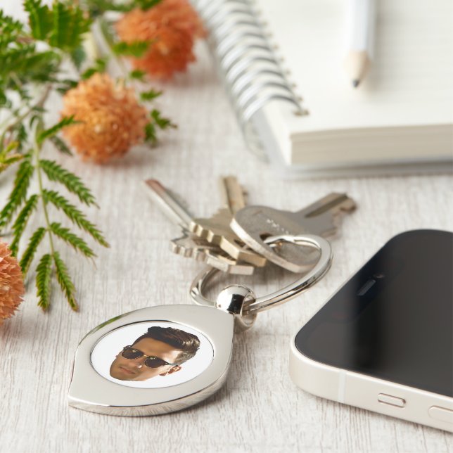 Anpassad ansiktsutskärning Sösterfest Födelsedag Swirl Silverfärgad Nyckelring (Sidan)