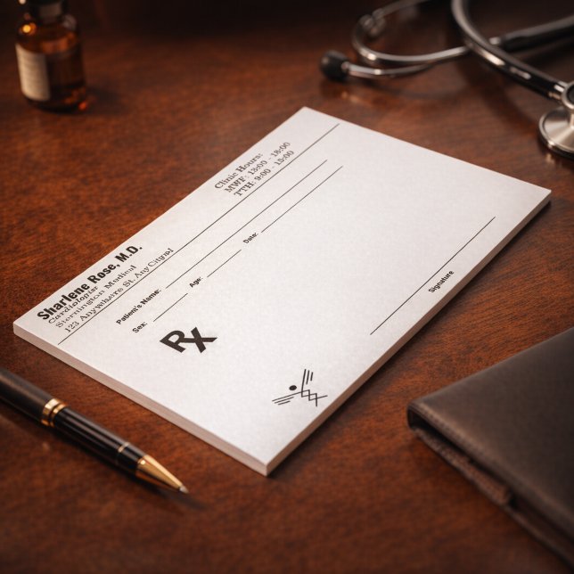 Anpassad anteckningsblock för recept – Redigerbar  (Custom Prescription Notepad – Editable Doctor RX Pad!)
