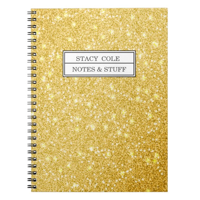 Anpassad anteckningsbok för Cute Faux Glitter Guld (Framsidan)