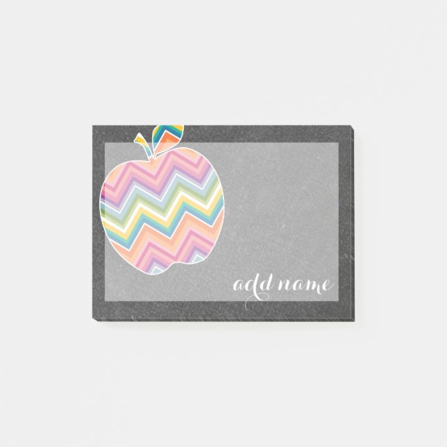 Anpassad äppelskrivare med trendig Chevron-mönster Post-it Block (Framsida)