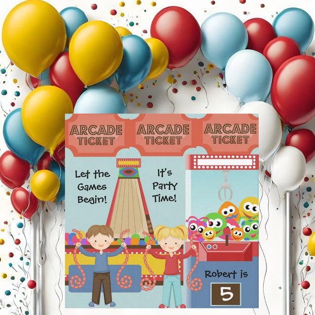Anpassad Arcade Födelsedagsfest inbjudan (Skapare uppladdad)