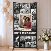 Anpassad årsdagsbanner, Retro fotokollage 4x8