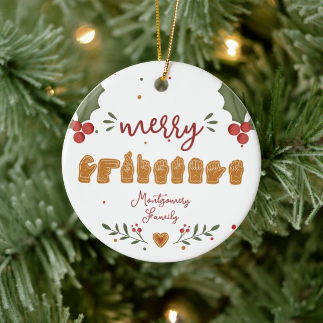 Anpassad ASL God Jul Gingerbread-händer Julgransprydnad Keramik (Träd)