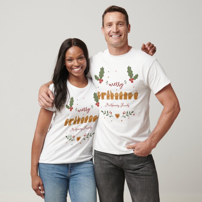 Anpassad ASL God Jul Gingerbrödshänder T Shirt (Unisex)