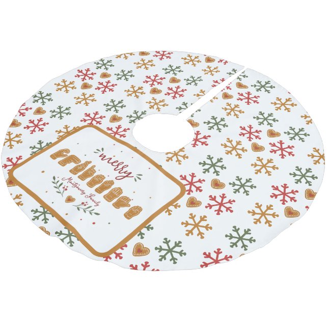Anpassad ASL God Jul Pepperkaks-händer Julgransmatta Borstad Polyester (Vinklad)