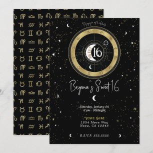 Anpassad astrologi Sol & Måne Tecken Sweet 16    Inbjudningar