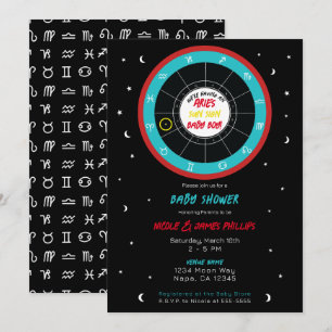 Anpassad astrologi Zodiac solskylt baby shower  Inbjudningar
