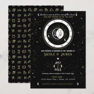 Anpassad astrologi Zodiak månskylt bröllop Inbjudningar