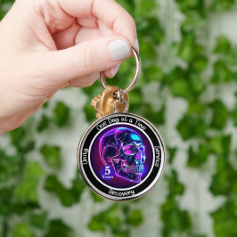 Anpassad återhämtningsmilstolpepresent - Cyberpunk Rund Silverfärgad Nyckelring