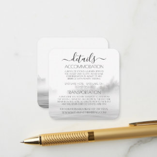 Anpassad B&W Lake Fog Calligraphy Bröllopsdetaljer Tilläggskort