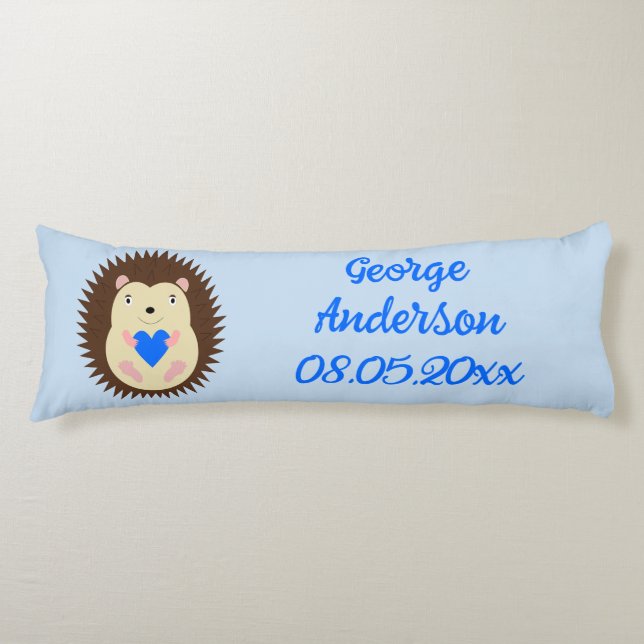 Anpassad Baby Boy Blue Heart Hedgehog Kroppskudde (Framsidan)