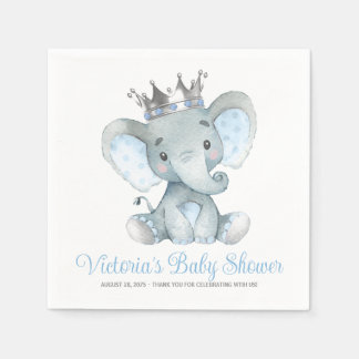 Anpassad Baby Boy Elefant Baby Shower Pappersservett