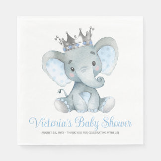 Anpassad Baby Boy Elefant Baby Shower Pappersservett