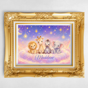 Anpassad Baby Lion Giraff Zebror och Elefant Poster