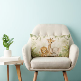 Anpassad Baby Lion Giraffe och Elefant Djungel Lumbarkudde