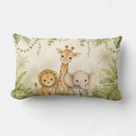 Anpassad Baby Lion Giraffe och Elefant Djungel Lumbarkudde