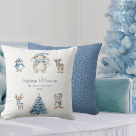 Anpassad Baby Min första jul Skogland Kudde