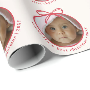 Anpassad Baby Namn Foto Första Julen Presentpapper