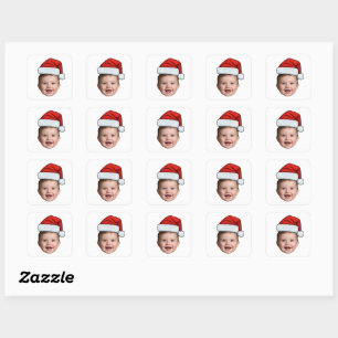 Anpassad Baby Santa Hatt Jul Foto Fyrkantigt Klistermärke