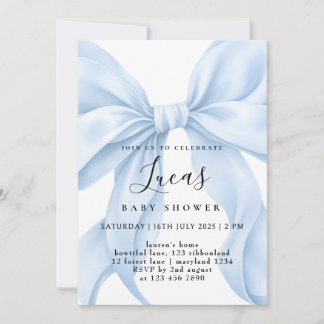 Anpassad baby shower för pojke i blåton inbjudningar