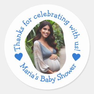Anpassad Baby Shower Foto Tack Sticker Runt Klistermärke