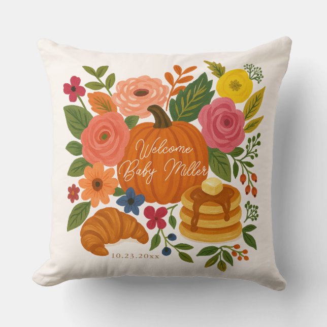 Anpassad Baby Shower Kudde - Liten Pumpa Baby (Framsida)