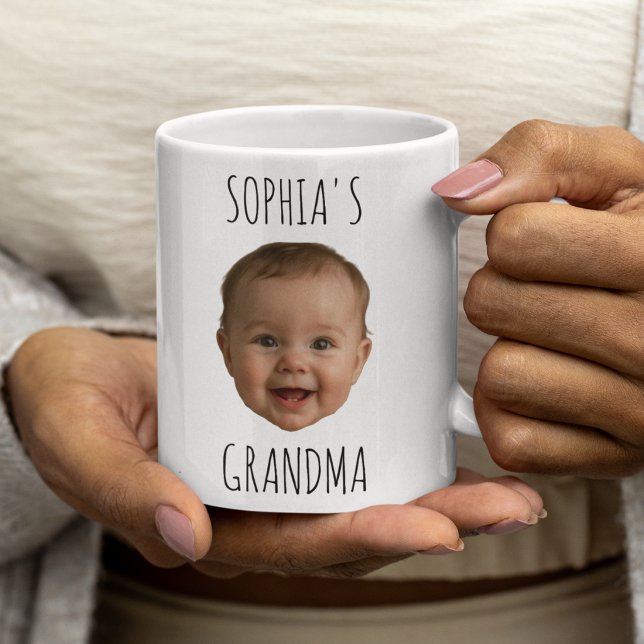 Anpassad babyansikte Bebisfoto Mormors födelsedags Kaffemugg (Skapare uppladdad)