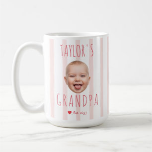 Anpassad babyansikte farfar Foto Rosa Ränder Est Kaffemugg