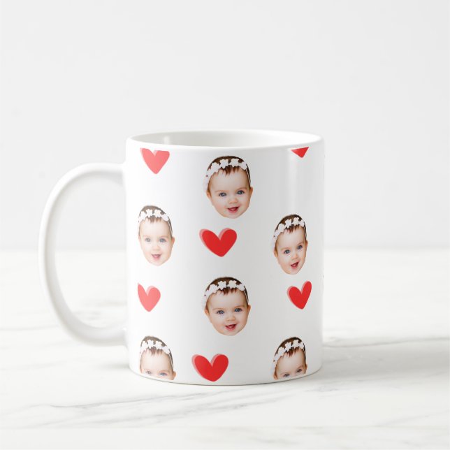 Anpassad babyansikte Fars dag-present, Mors dag  Kaffemugg (Vänster)