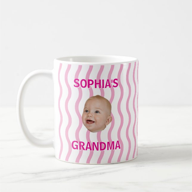 Anpassad babyansikte första barnbarn ny farfar pap kaffemugg (Vänster)