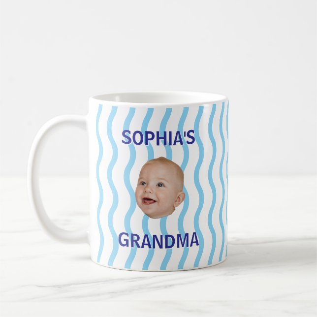 Anpassad babyansikte första barnbarn ny farfar pap kaffemugg (Vänster)