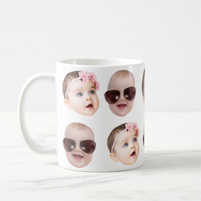 Anpassad babyansikte Foto Fars dag jul Kaffemugg (Vänster)