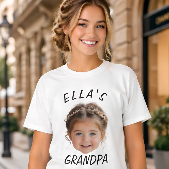 Anpassad babyansikte foto text farfar t shirt (Skapare uppladdad)