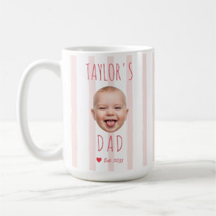 Anpassad babyflicka ansikte Foto Rosa ränder Ny pa Kaffemugg