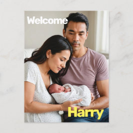 Anpassad Babyfödselannons – Minimalistisk Vykort